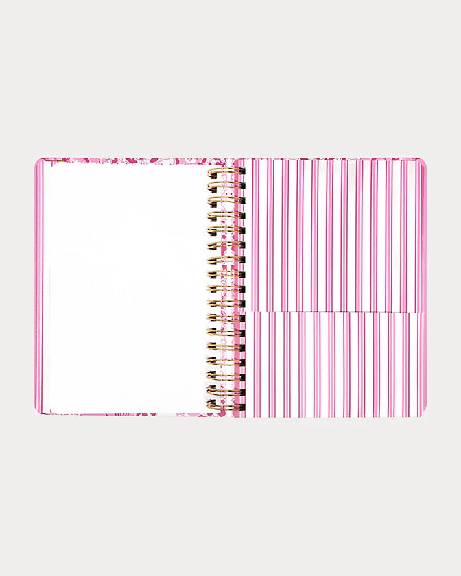 Pink floral Lilly Pulitzer 2026-2027 17 Month Large Agenda Color in Conch Shell Pink Burst Of Joy