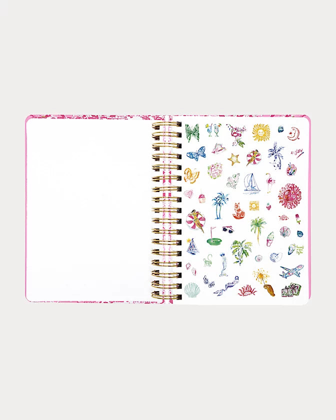 Pink floral Lilly Pulitzer 2026-2027 17 Month Large Agenda Color in Conch Shell Pink Burst Of Joy