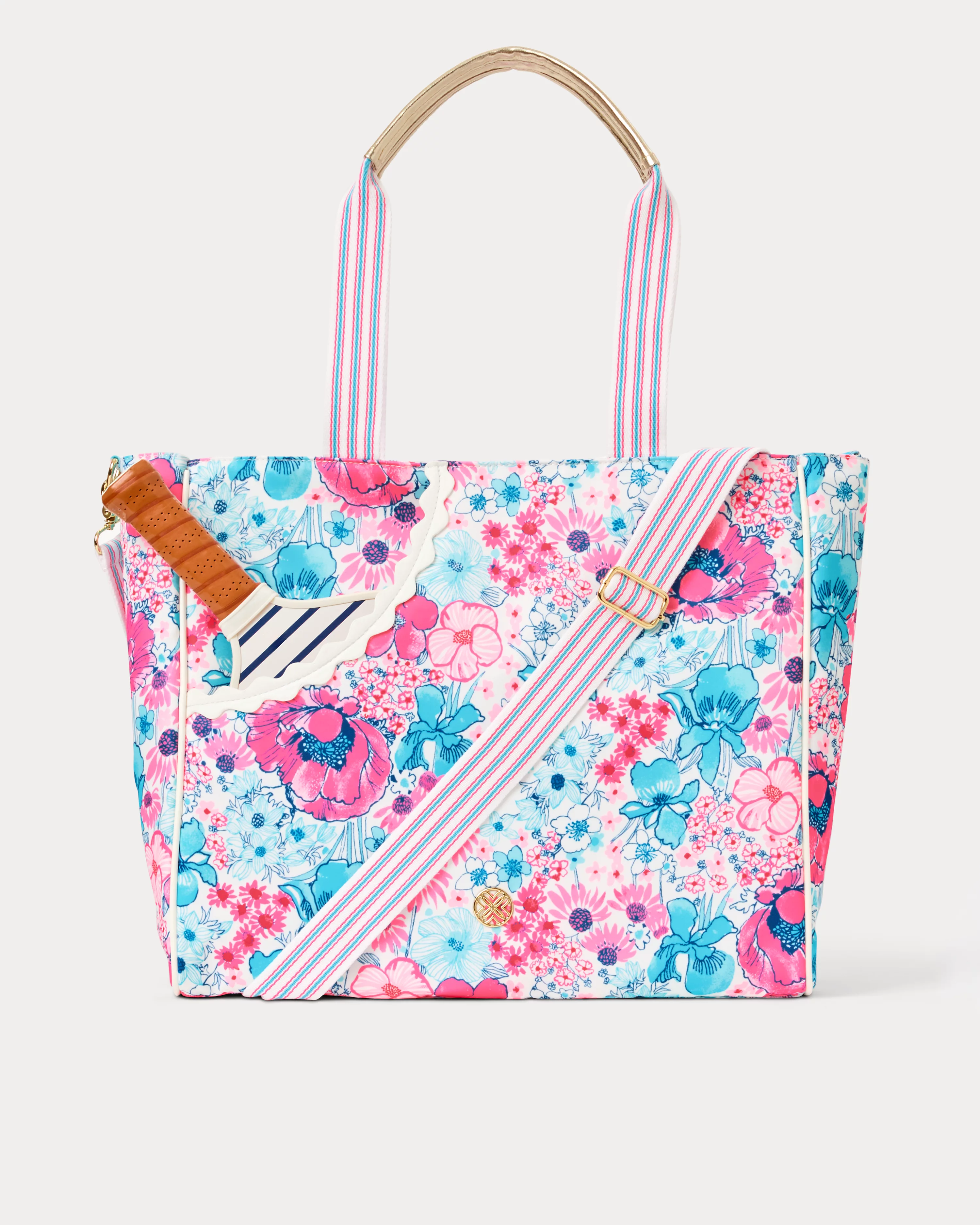 Lilly Pulitzer Pickleball Tote Starlight Navy In All Her Glory Floral patterned pickleball bag