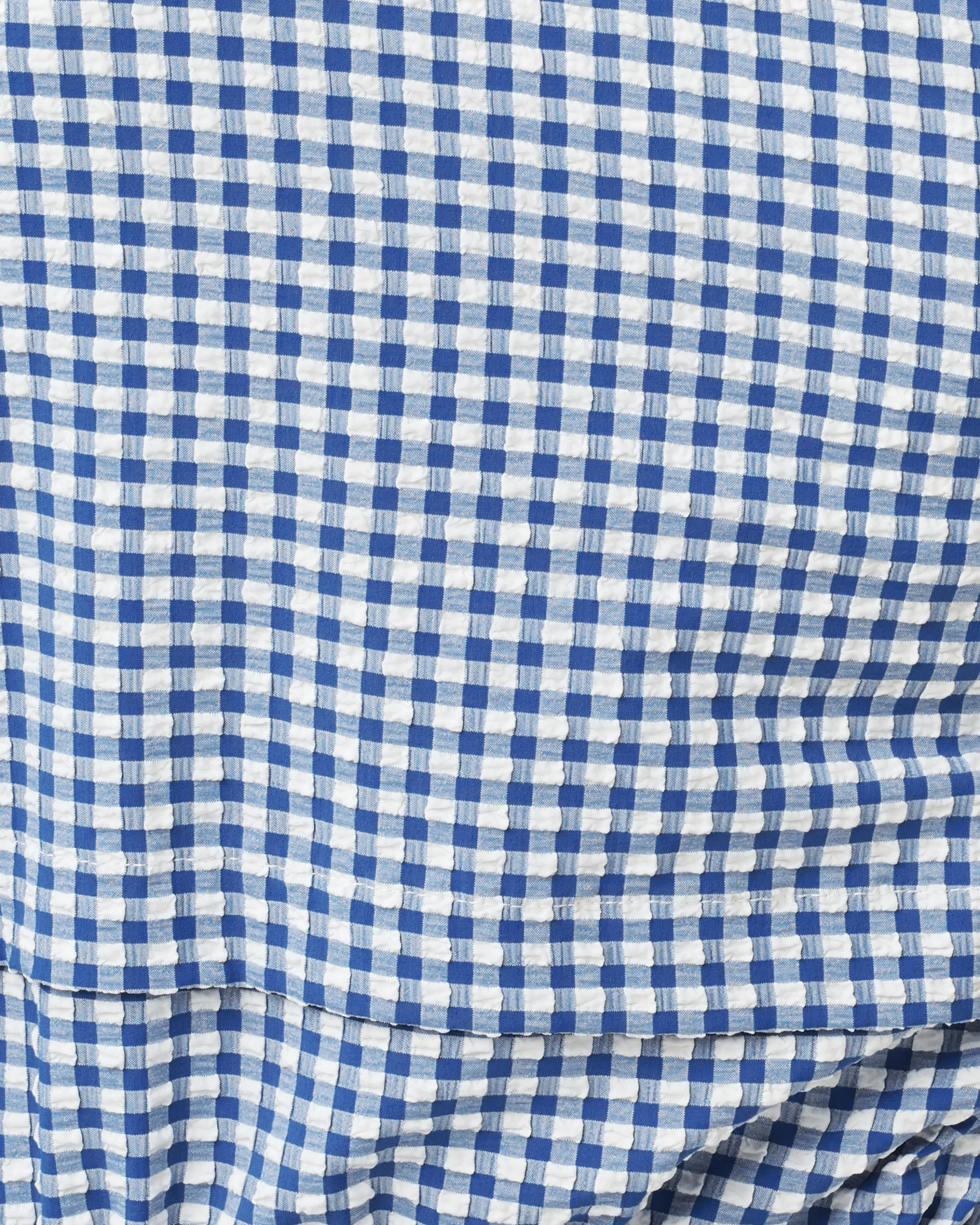 Close-up of blue and white checkered fabric