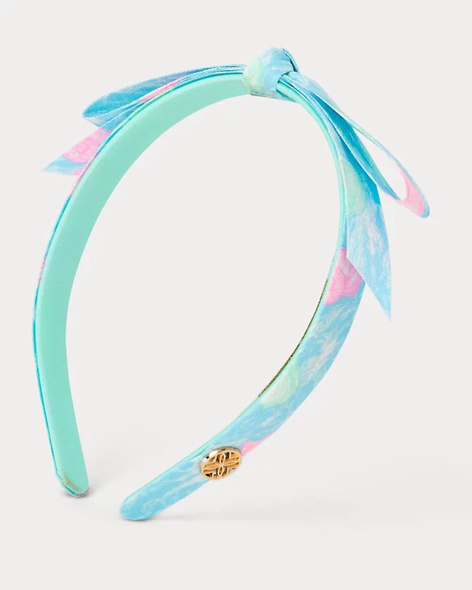 Lilly Pulitzer Slim Bow Headband Turquoise headband with a bow