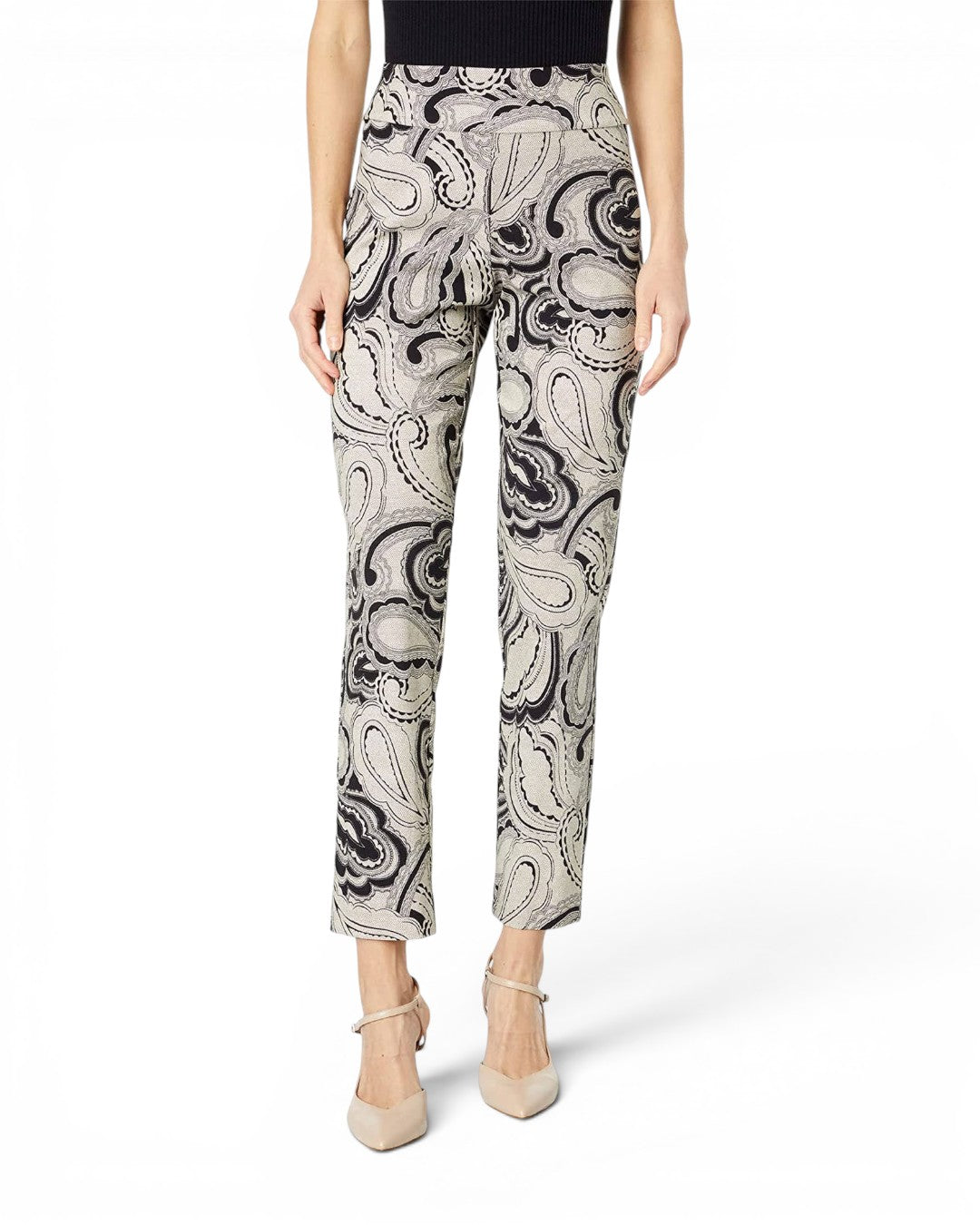 Krazy Larry P507 Ankle Pull on Pant - Ivory Paisley