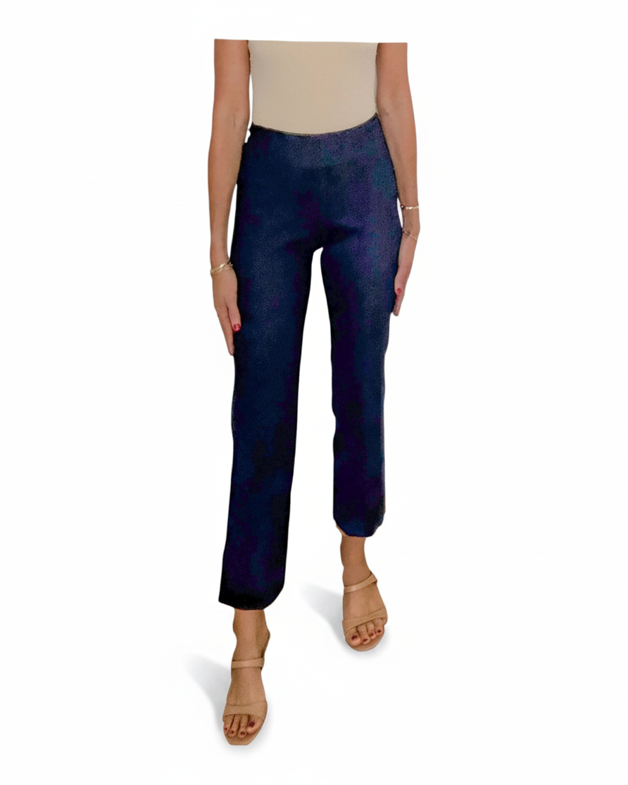 Krazy Larry P600 Pull on Wide Ankle Pant - Blue Denim