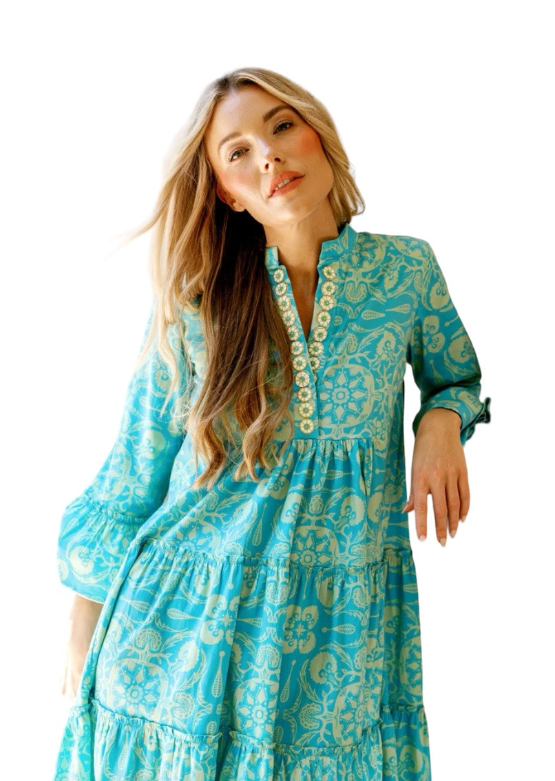 Sheridan French | Caty Dress Pool Blue Morocco