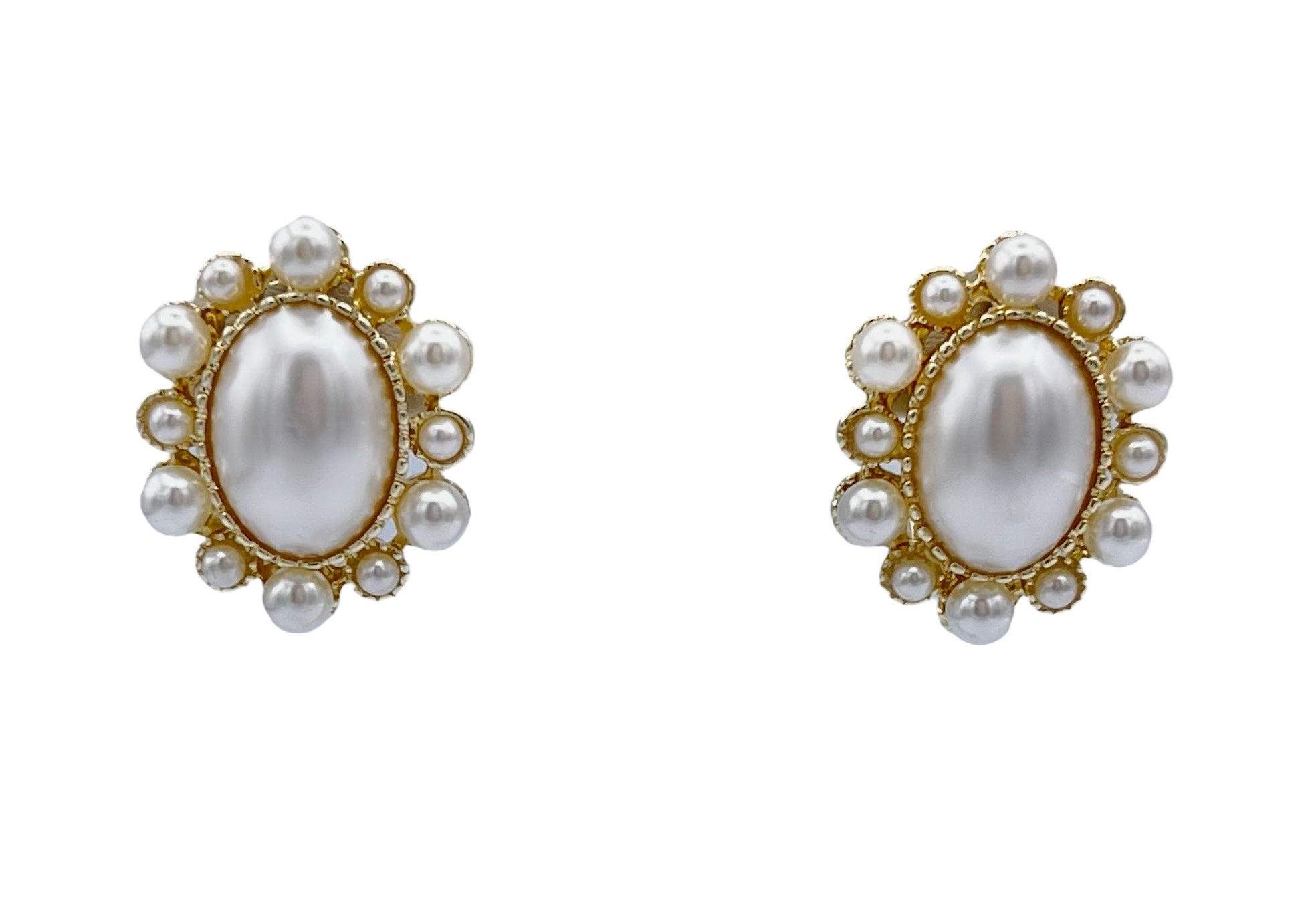 Lordane,inc. | Gold Pearl Oval Clip Earring | Lordane,inc. | Cloister Collection Designer Fashion