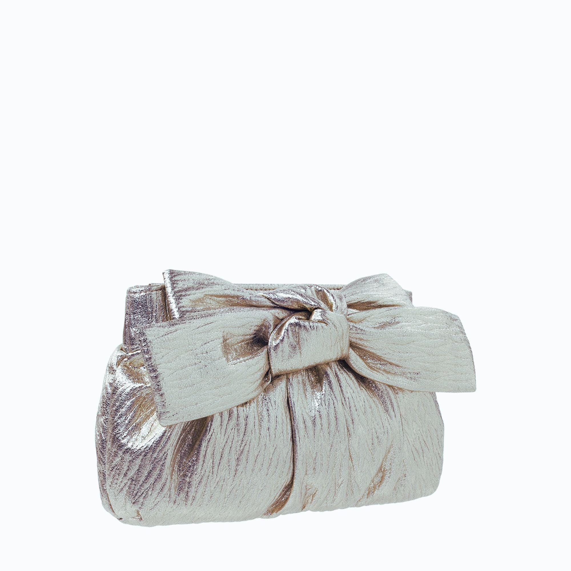 Sondra Roberts | Crinkle Clutch with Bow - Silver
