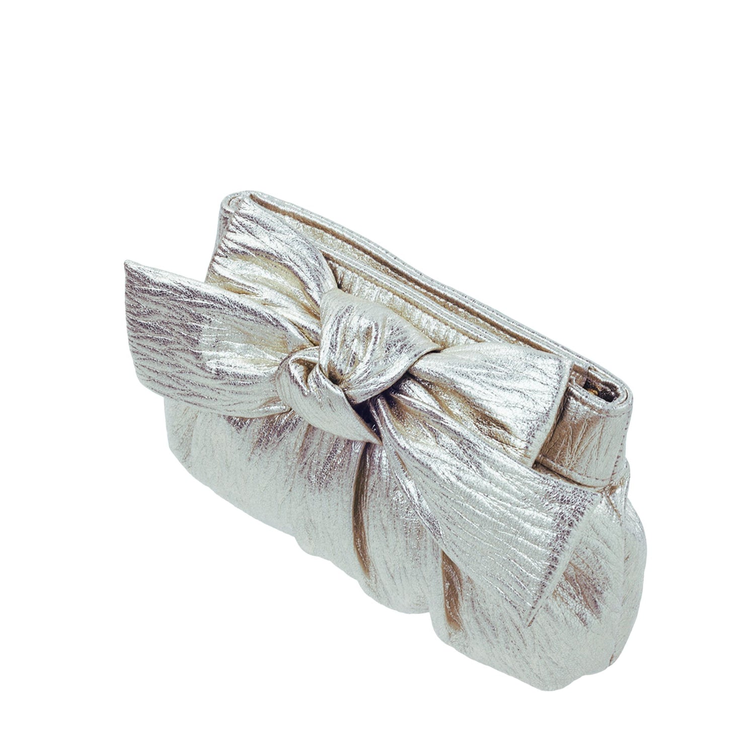 Sondra Roberts | Crinkle Clutch with Bow - Silver