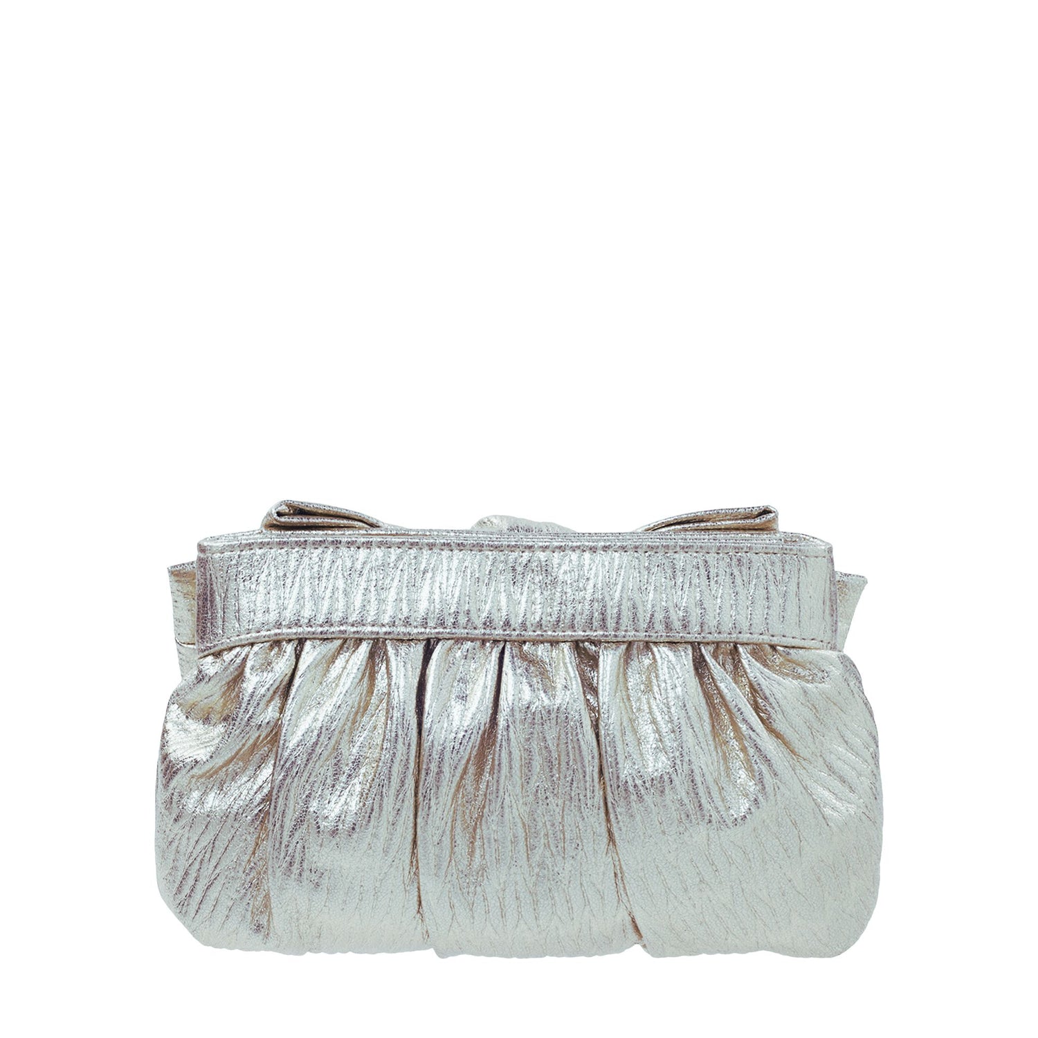 Sondra Roberts | Crinkle Clutch with Bow - Silver