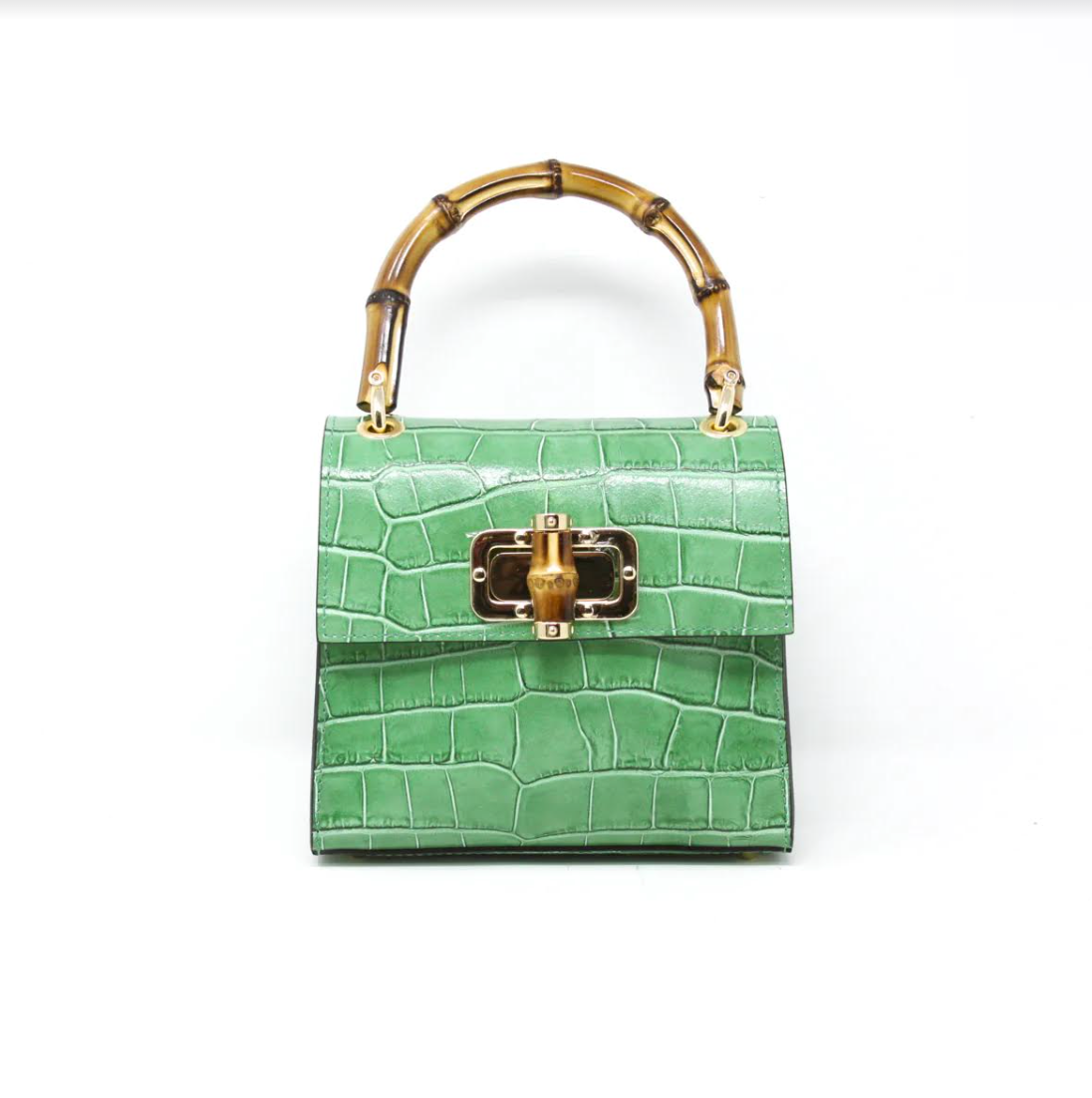 German Fuentes | Bamboo Handle Handbag Green | German Fuentes | Cloister Collection Designer Fashion