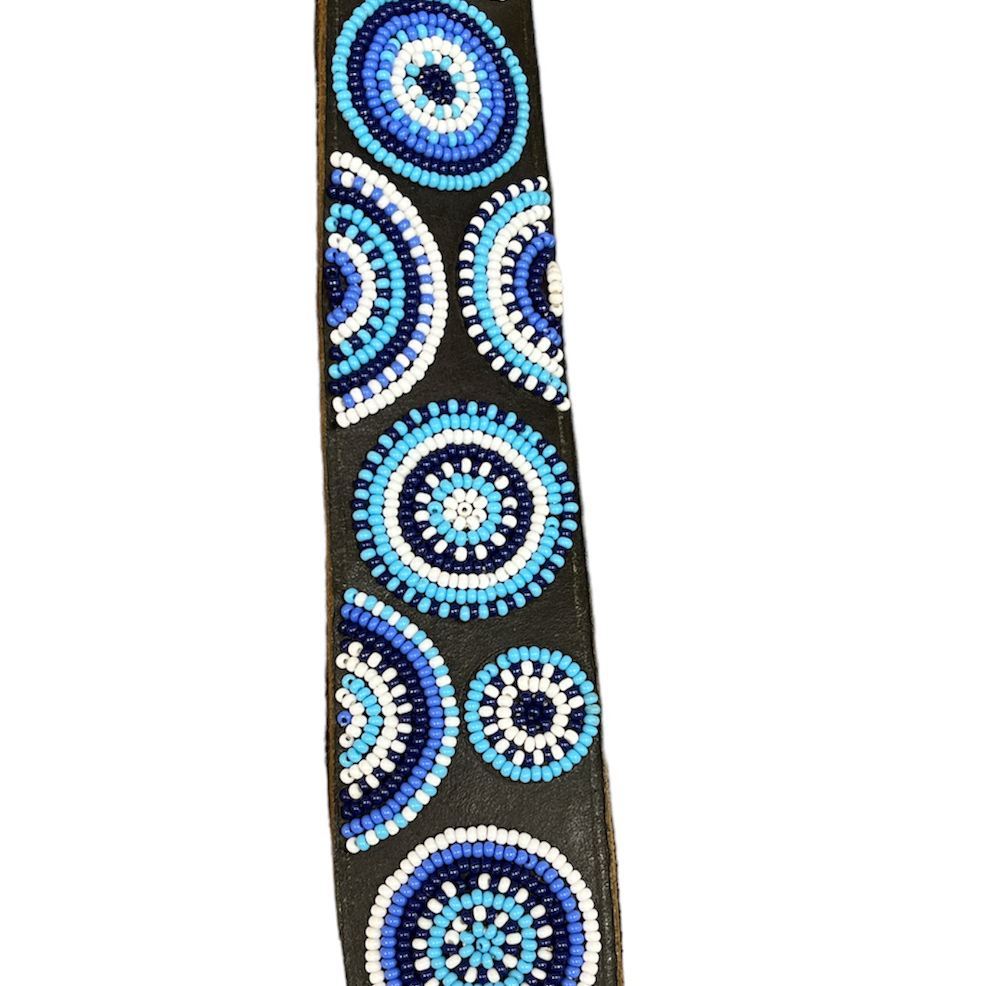 Live Hooked | Beaded Belt Blue Circles | Live Hooked | Cloister Collection Designer Fashion