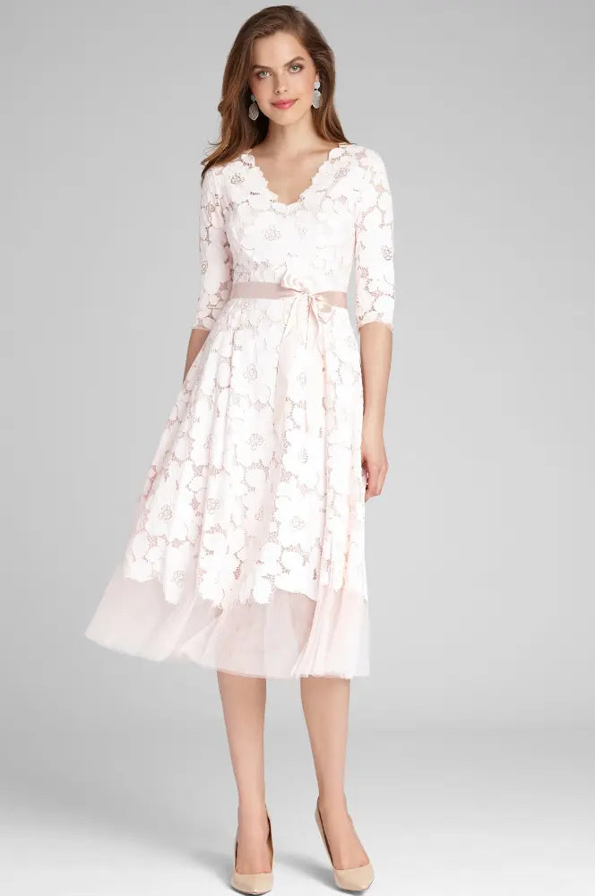 Teri Jon | Lace V-neck Dress | Teri Jon | Cloister Collection Designer Fashion