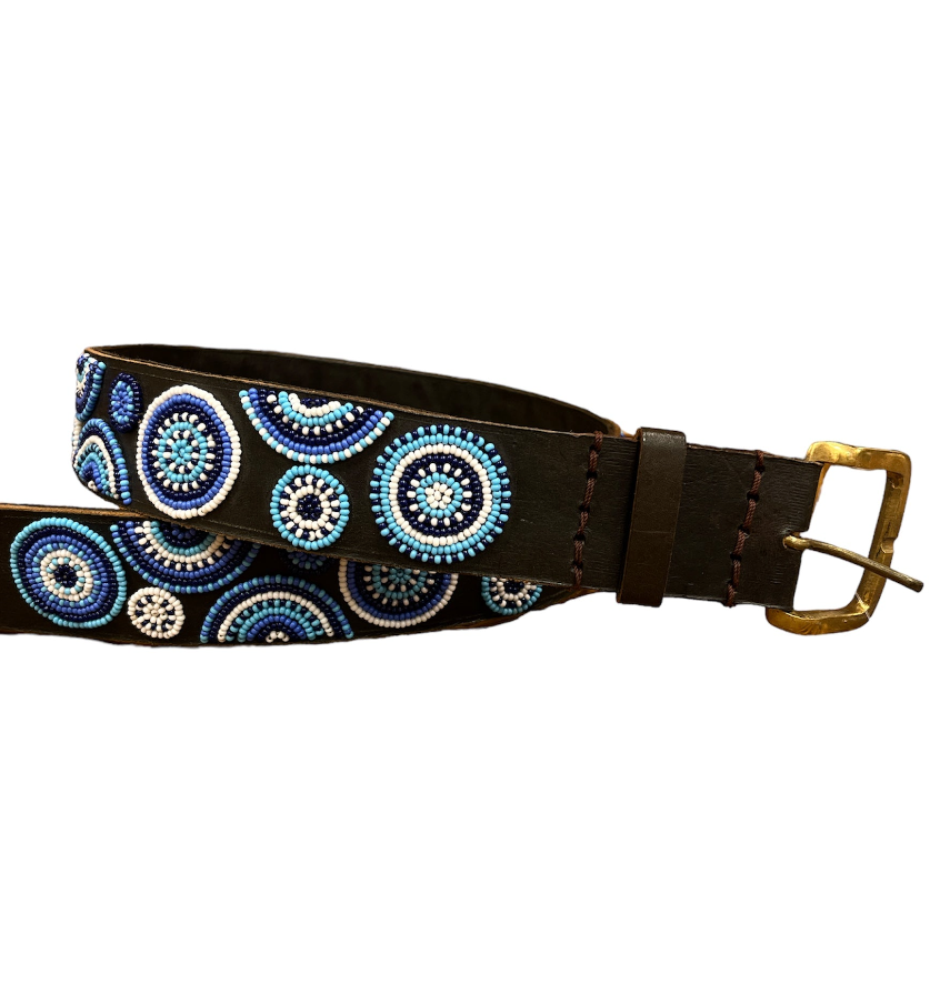 Live Hooked | Beaded Belt Blue Circles | Live Hooked | Cloister Collection Designer Fashion