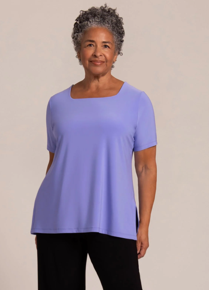 Sympli | Soft Square Neck Top - Jacaranda