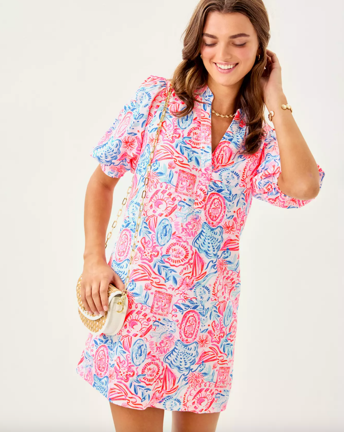 Lilly Pulitzer | Mialeigh Elbow Sleeve Linen Shift Dress
