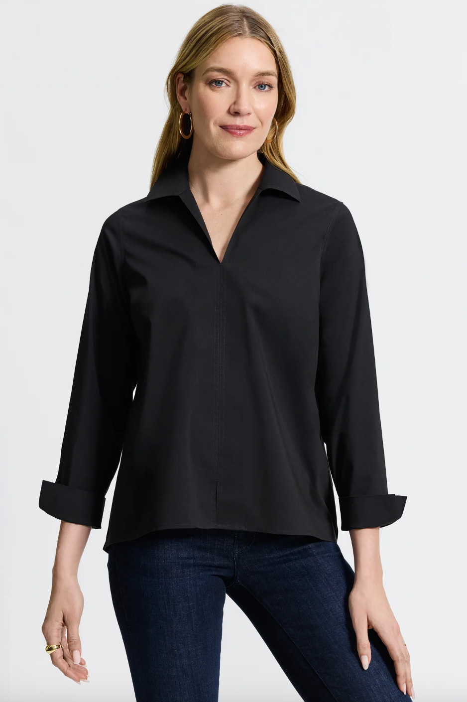 Foxcroft | Agnes Sleeve Shirt Black
