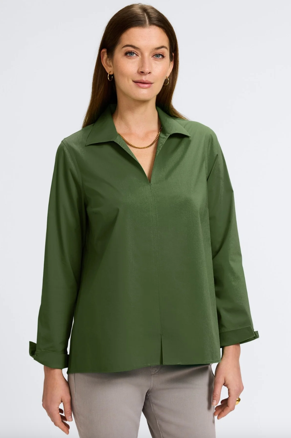 Foxcroft | Agnes Sleeve Shirt Basil