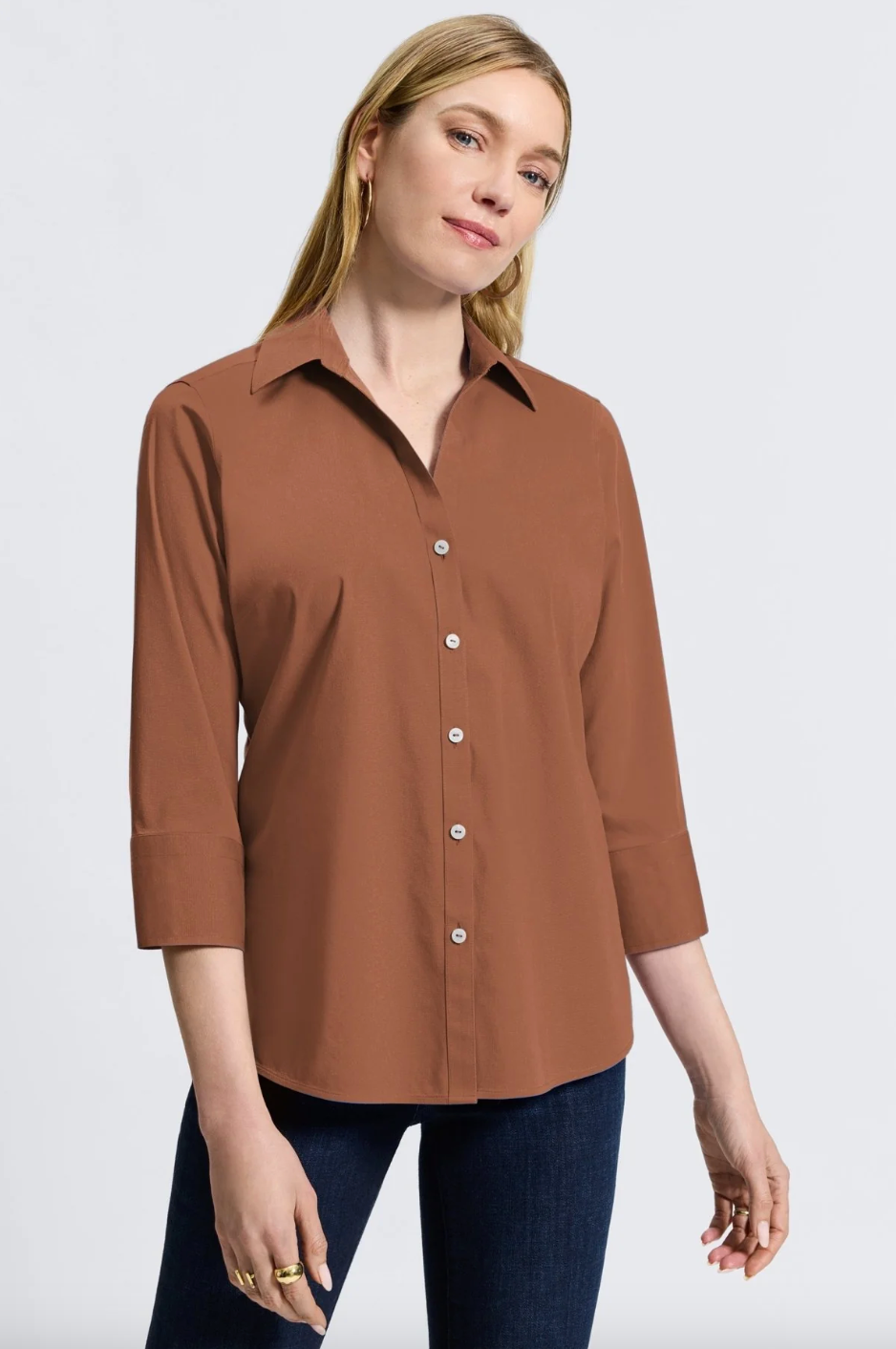 Foxcroft | Mary Solid Top Macchiato