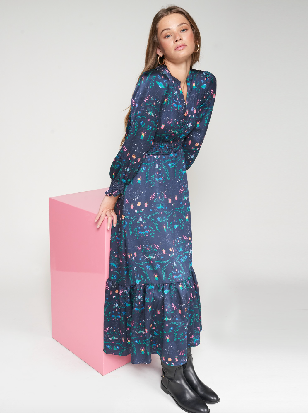 Vilagallo | Navy Print Insects Dress