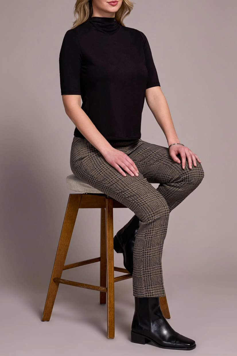 Tribal | Funnel Neck Elbow Sleeve Knit Top