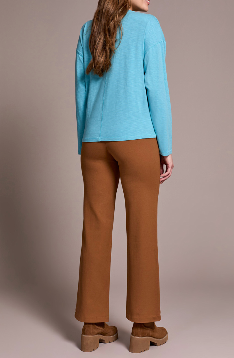 L/s V Neck Top W/flatlock - Mist
