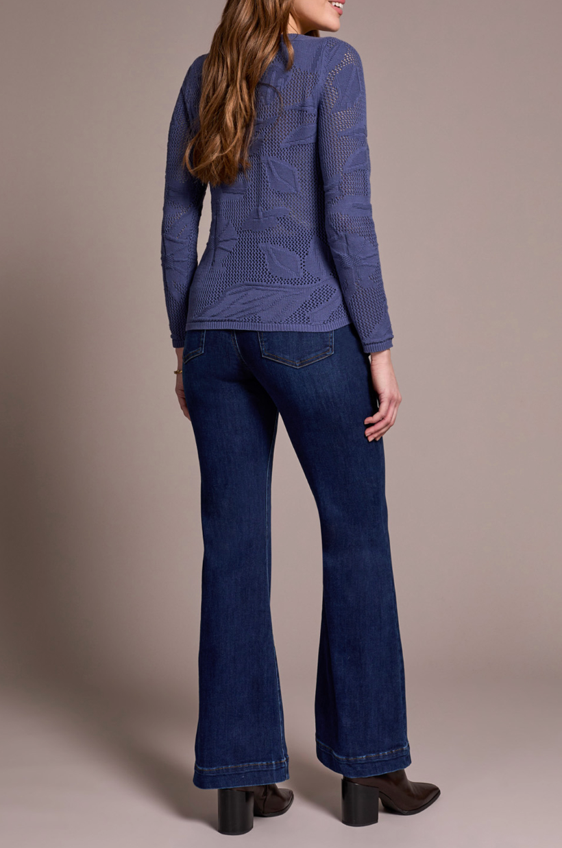 Long Sleeve Boat Neck Sweater - Marine