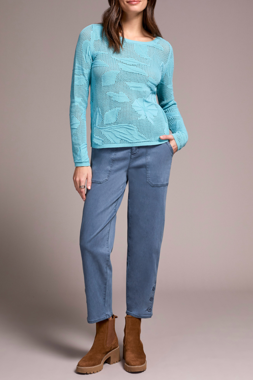Long Sleeve Boat Neck Sweater - Marine