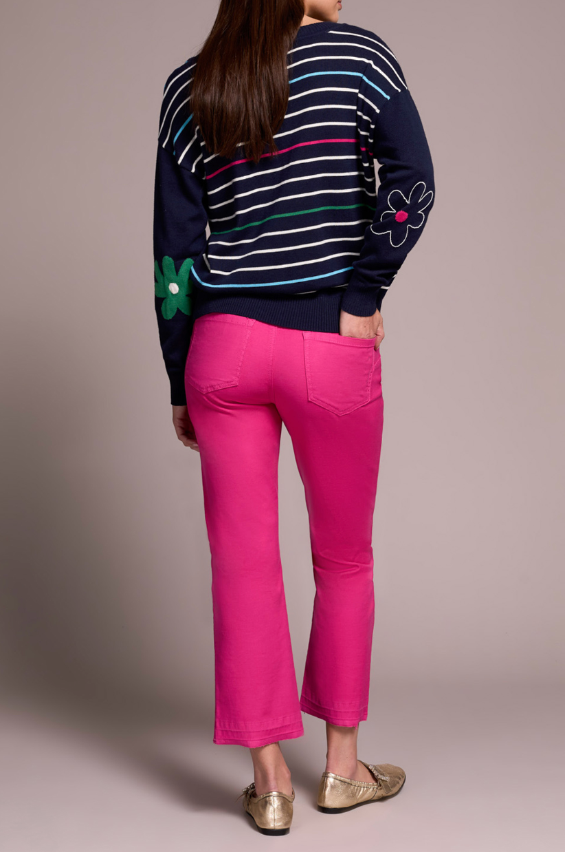 Tribal | V-neck Jacquard/embroidered sweater - Nightfall