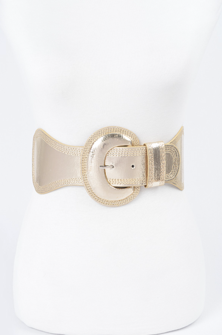 H & D Accessori | Metallic Faux Leather Belt