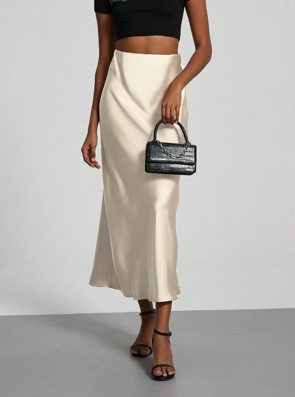 Elegant A Line Midi Skirt