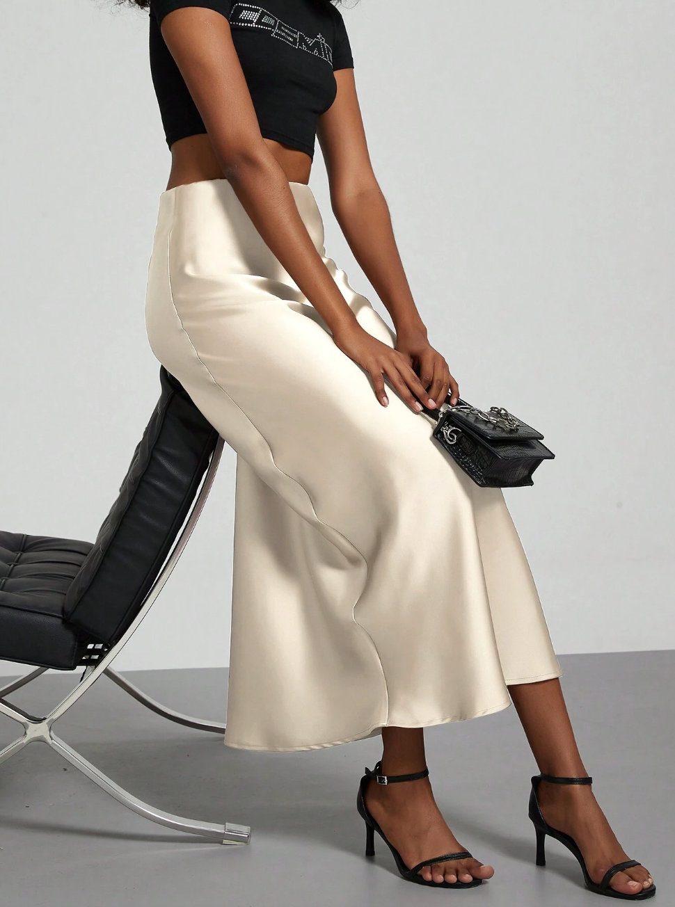 Elegant A Line Midi Skirt