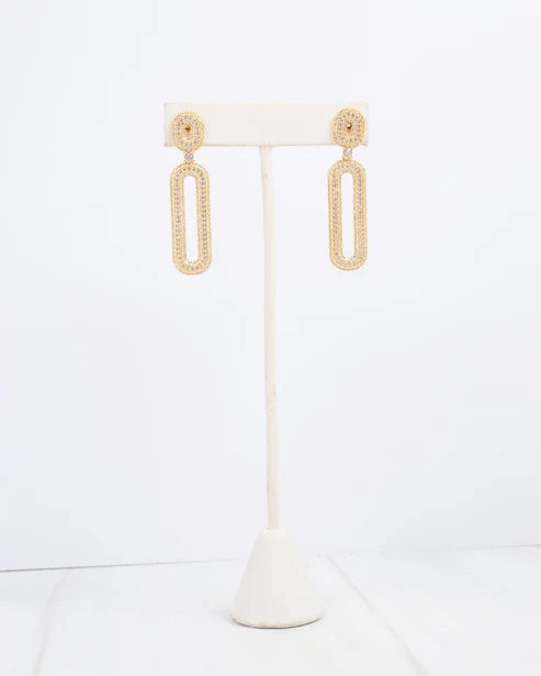 Williston CZ Pave Drop Earring WR Gold
