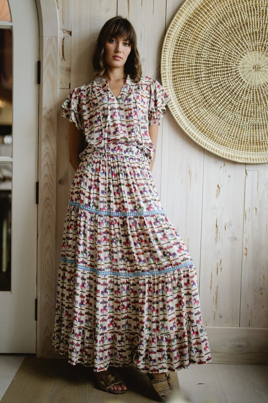 Briton Court | Aria Maxi Skirt - Derby Print