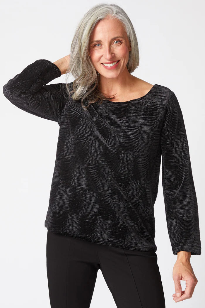 Crinkle Velvet Boatneck Top