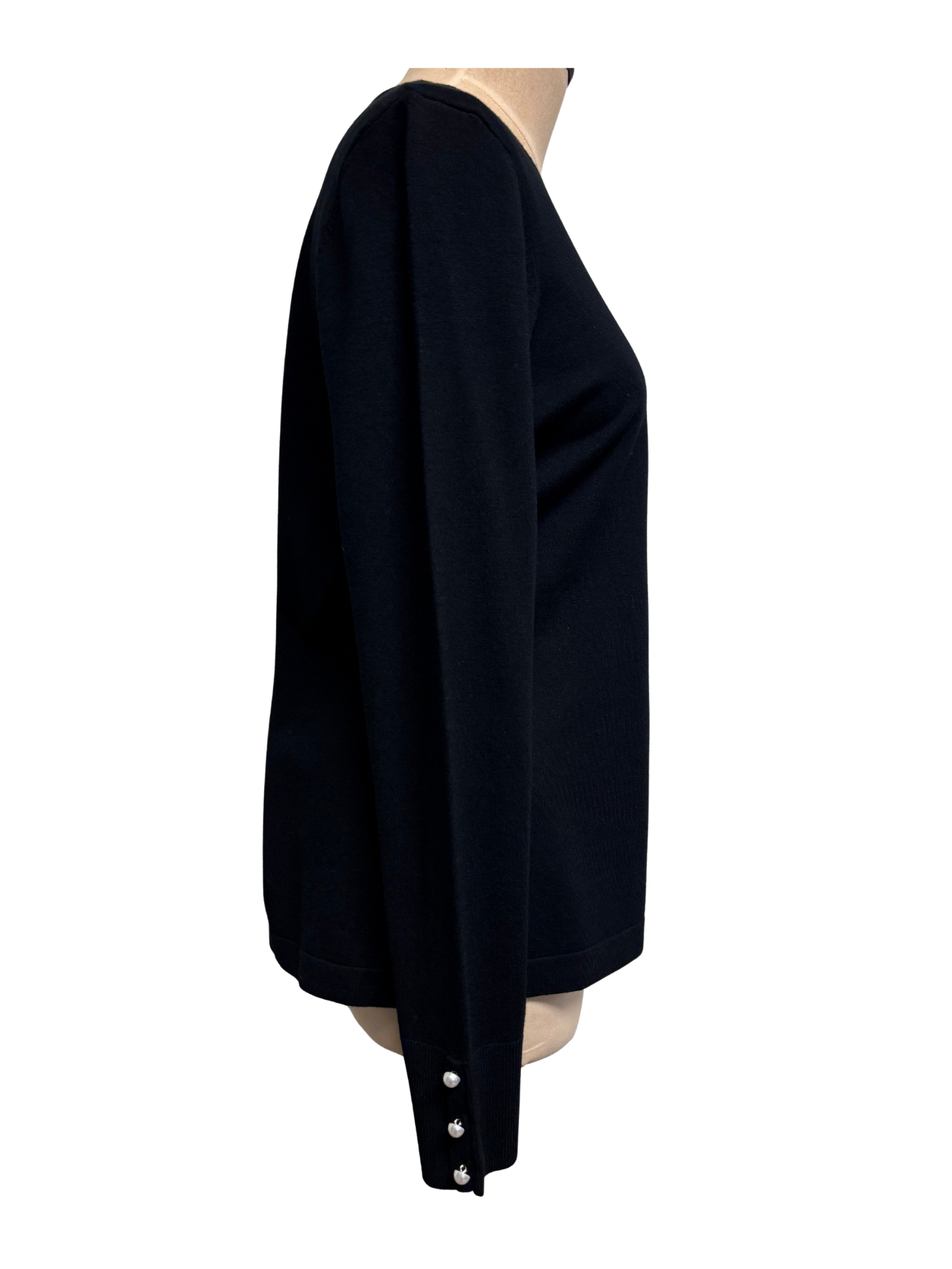 Black Long Sleeve with Pearl Buttons on the Cuffs