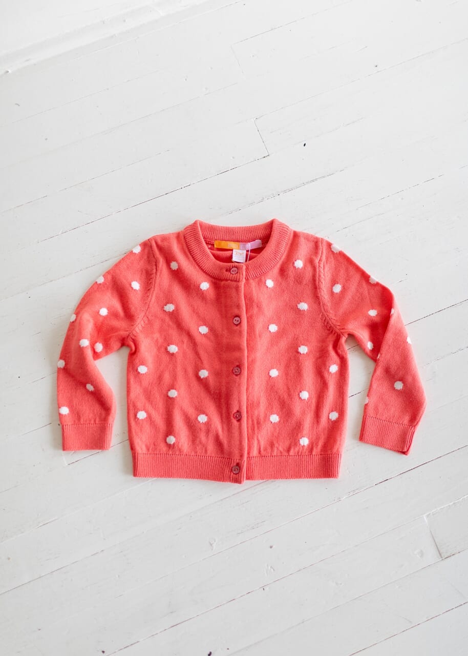 Briton Court | Girls Evelyn Cardigan- Pink Polka Dot