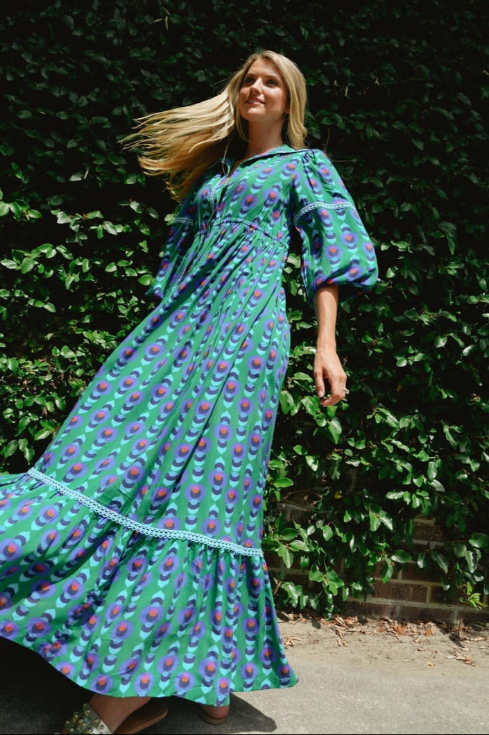Briton Court | Alexi Maxi Dress- Winter Cobalt Green