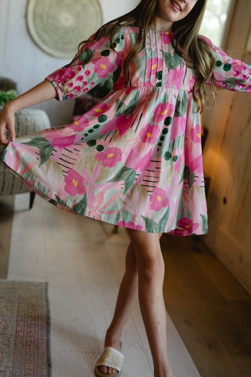 Girls Eva Dress- Frosted Blush