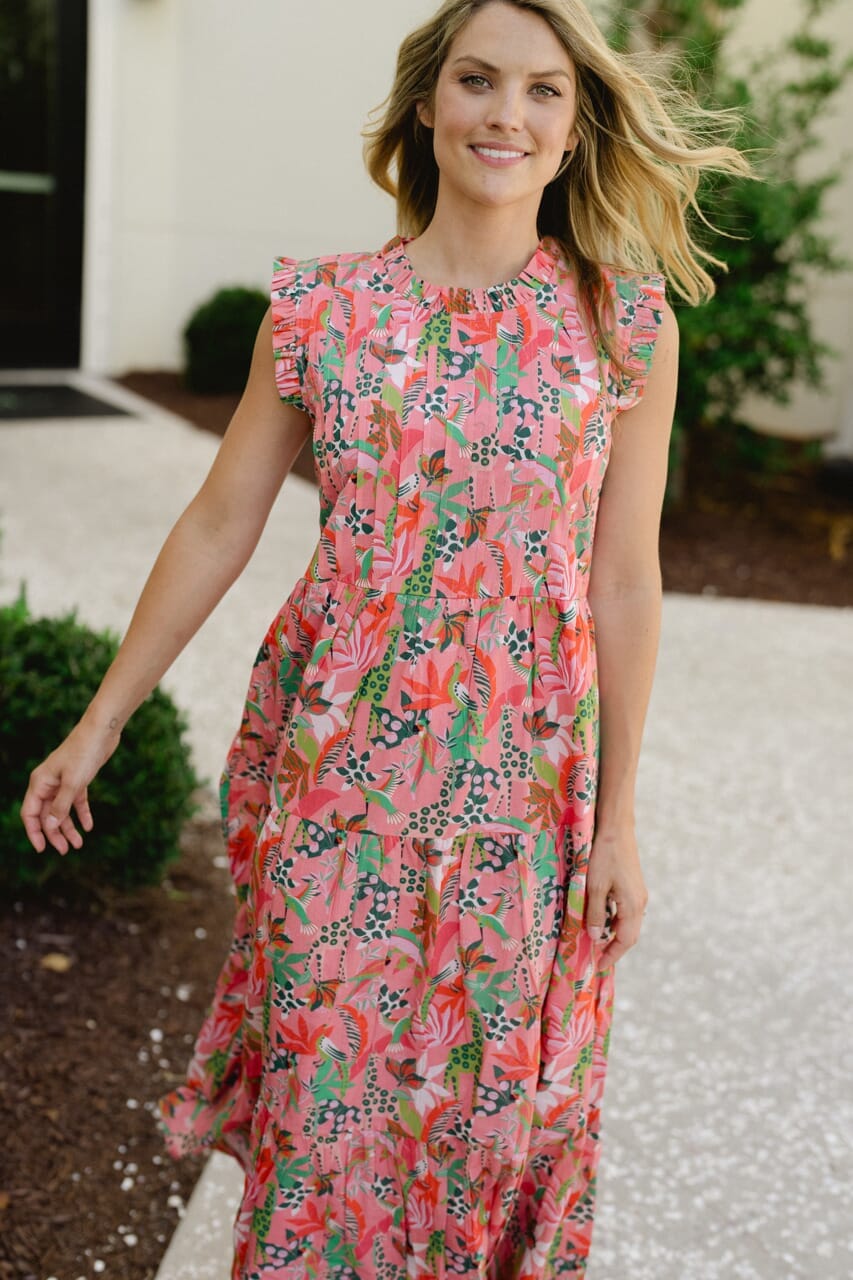 Briton Court | Clara Maxi Dress- Coral Reef