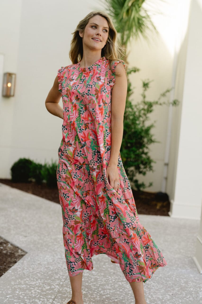 Briton Court | Clara Maxi Dress- Coral Reef