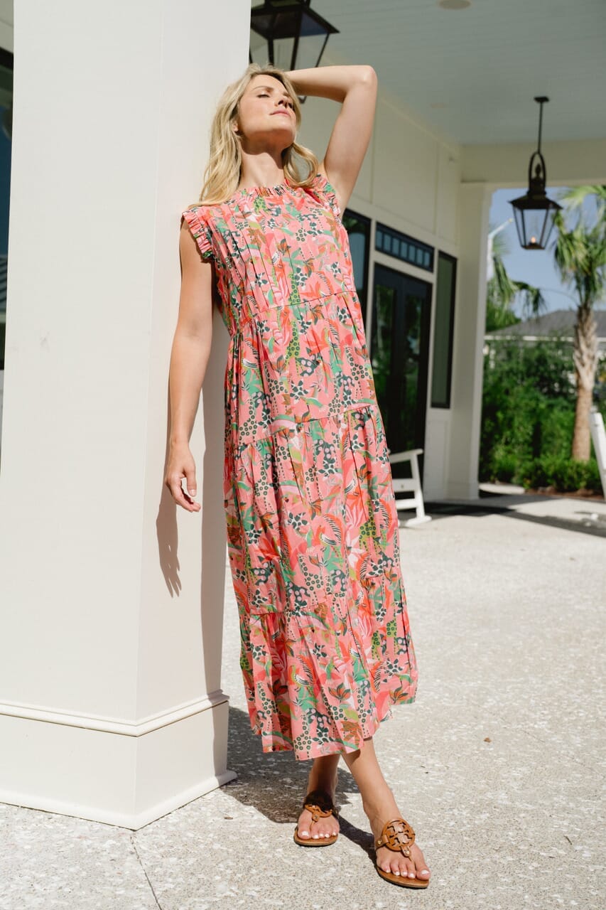 Briton Court | Clara Maxi Dress- Coral Reef