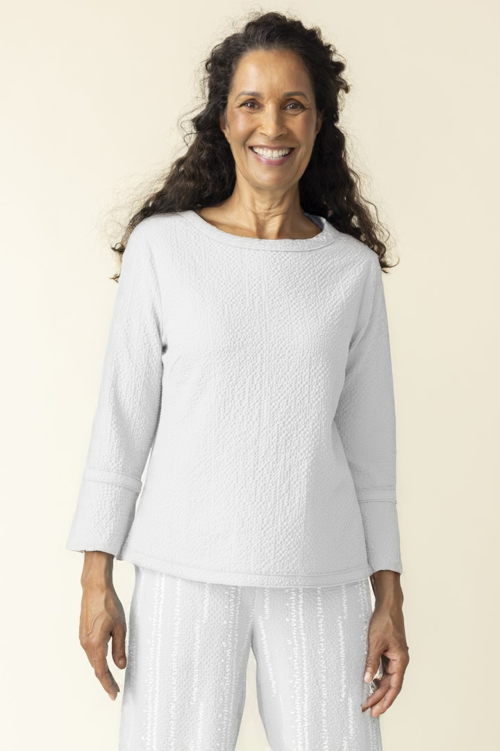 Habitat | Crinkle Crepe Solid Flutter Sleeve Pullover