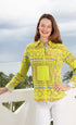 Dizzy Lizzie | Cape Cod Acid Green And Navy Links Cotton Stretch | Cloister Collection | TOPS