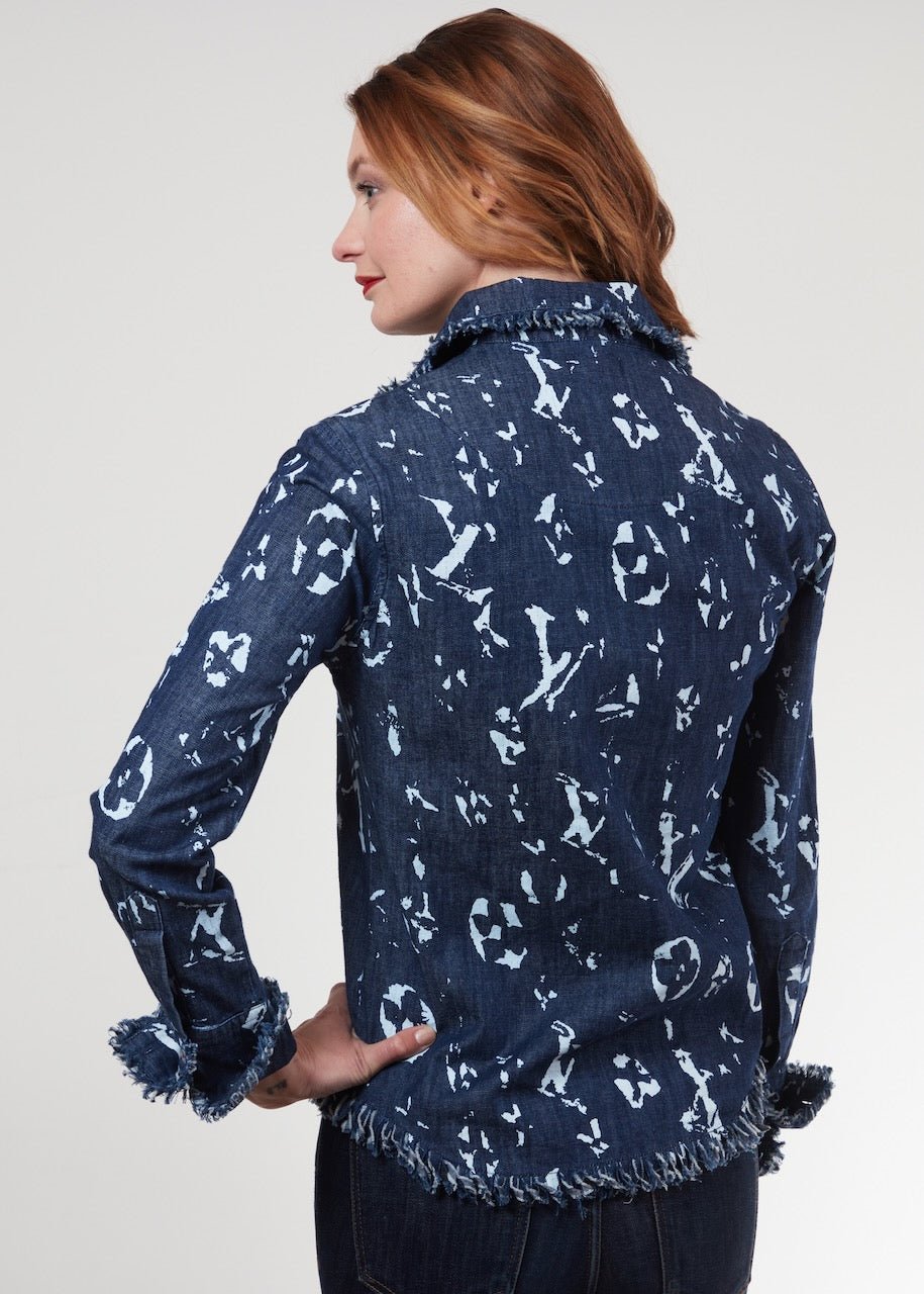 Dizzy Lizzie | Cape Cod Blurred Letters In Denim | Cloister Collection | SHIRT