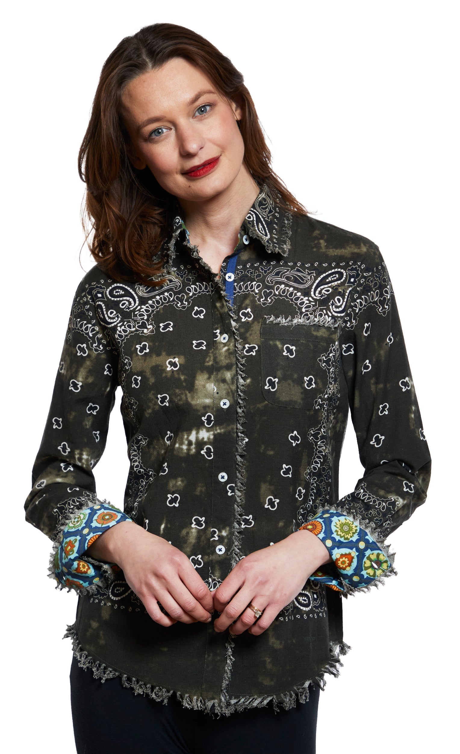 Dizzy Lizzie | Cape Cod Olive Green Bandana Print | Cloister Collection | TOPS