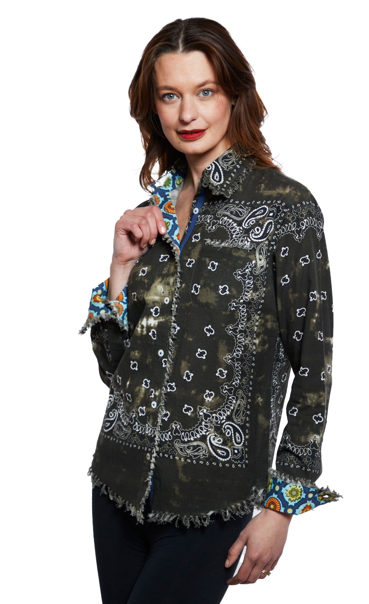 Dizzy Lizzie | Cape Cod Olive Green Bandana Print | Cloister Collection | TOPS