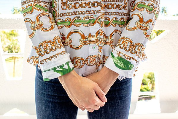 Dizzy Lizzie | Cape Cod Shirt Green Links Print | Cloister Collection | SHIRTS