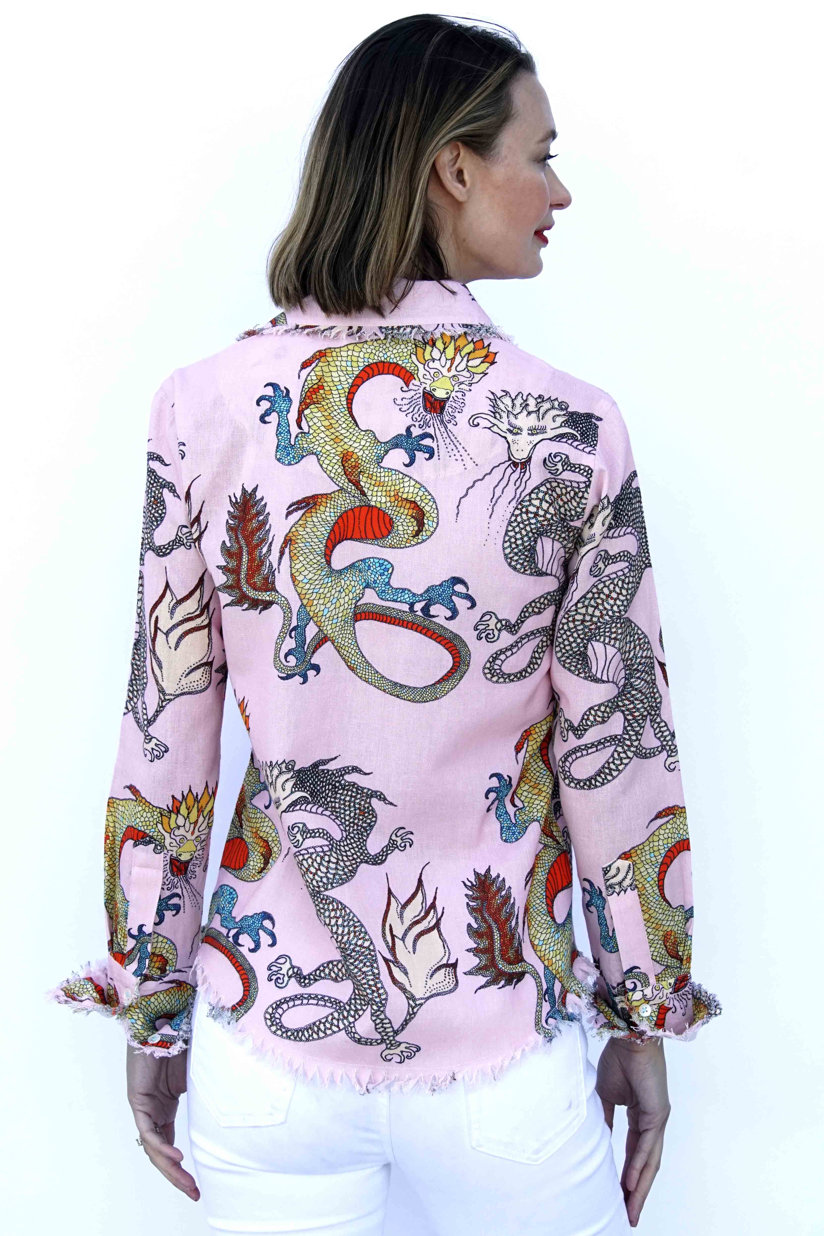 Dizzy - Lizzie | Cape Cod Tunic, Pink Ground Dragons | Cloister Collection | TUNIC