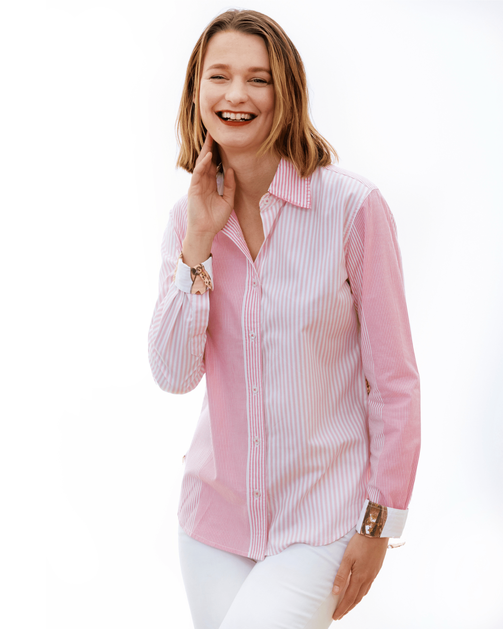 Dizzy Lizzie | Chesapeake Hi Low Pink Stripe and Loafers | Cloister Collection | SHIRTS