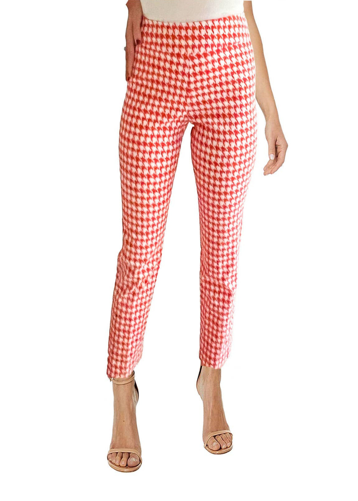 Krazy Larry P507 Pull on Pant - Tomato Mini Houndstooth