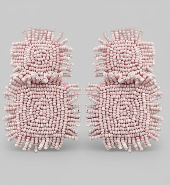 Golden Stella | Double Bead Square Fringe Earrings